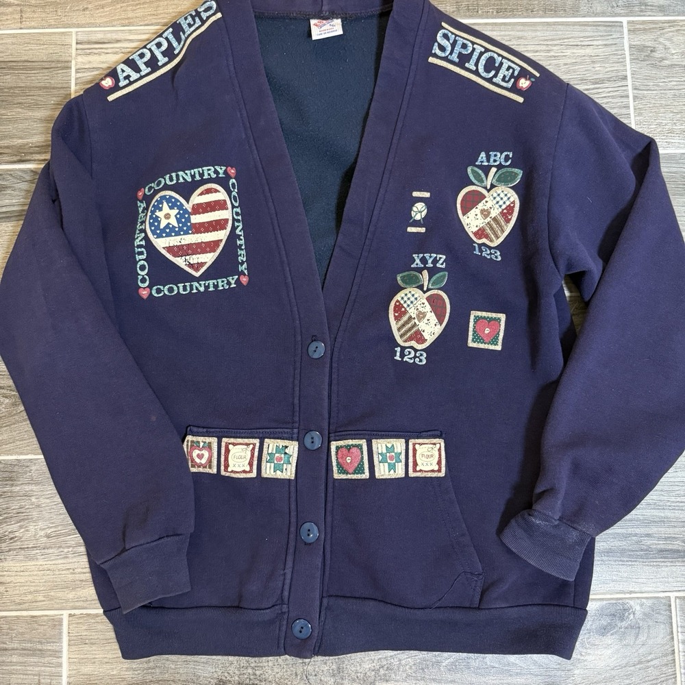 Vintage Women's Teacher ABC Cardigan‎ Sweater Size S/M